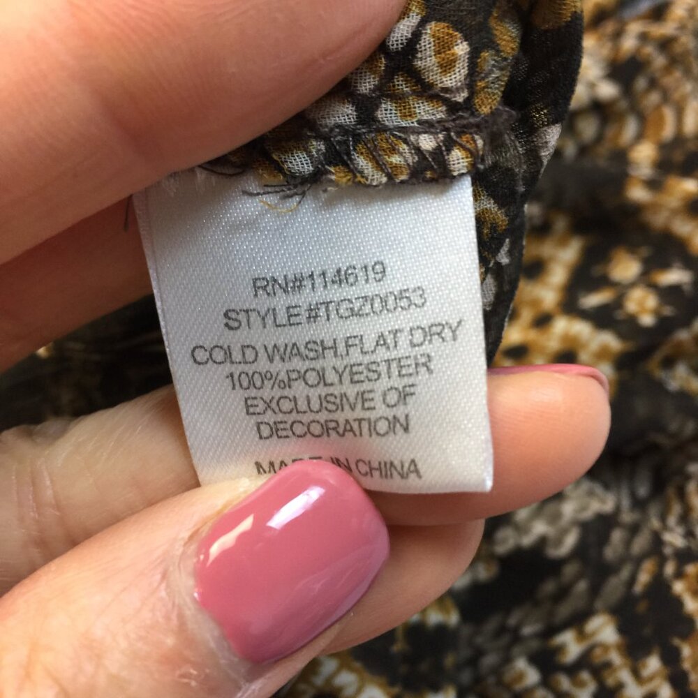 Mushka By Sienna Rose Tunic Blouse Sz M Womens Animal Print Smocked Waist Beaded - Picture 8 of 13